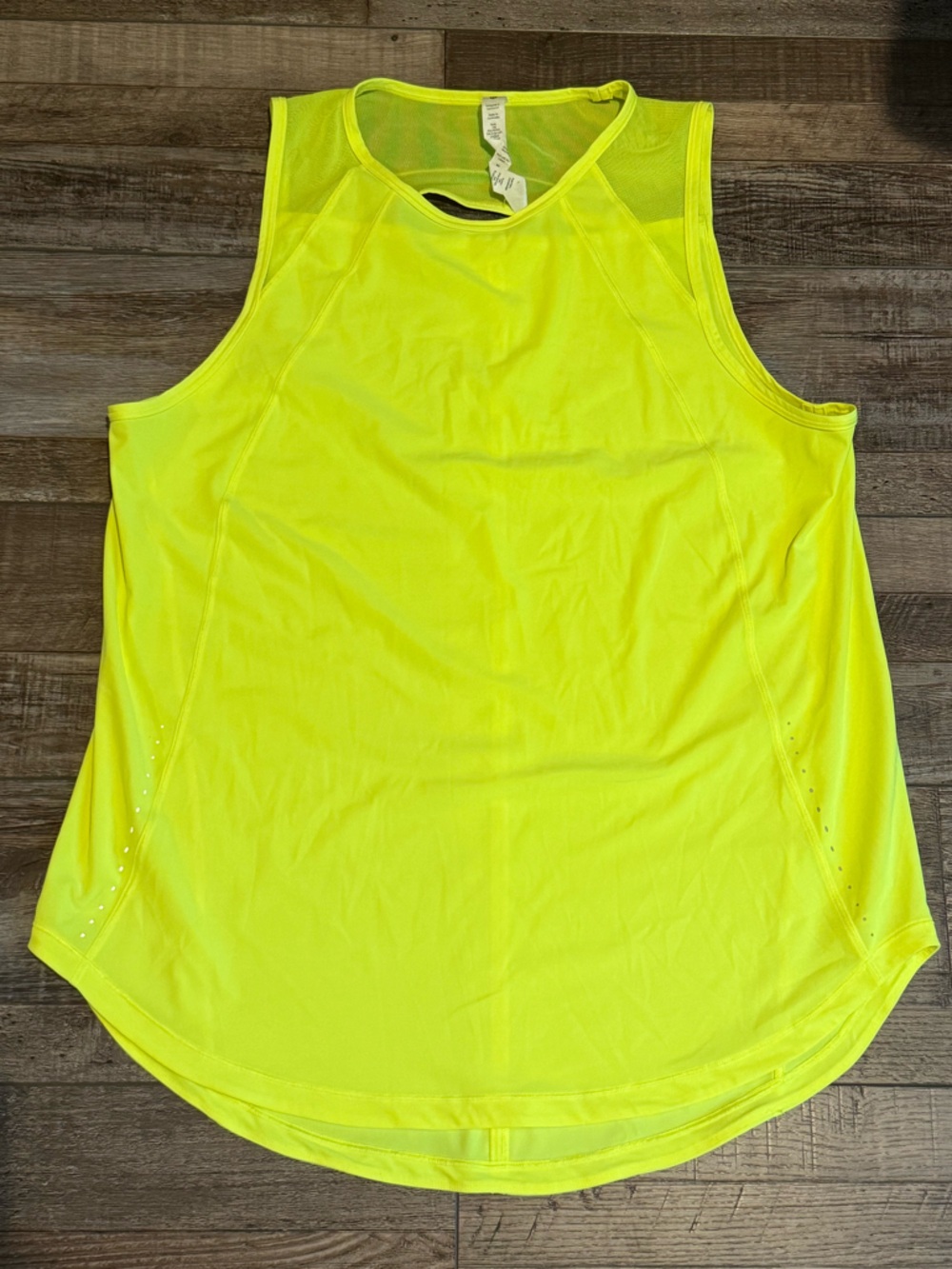lululemon athletica Neon Yellow Mesh Racerback Tank